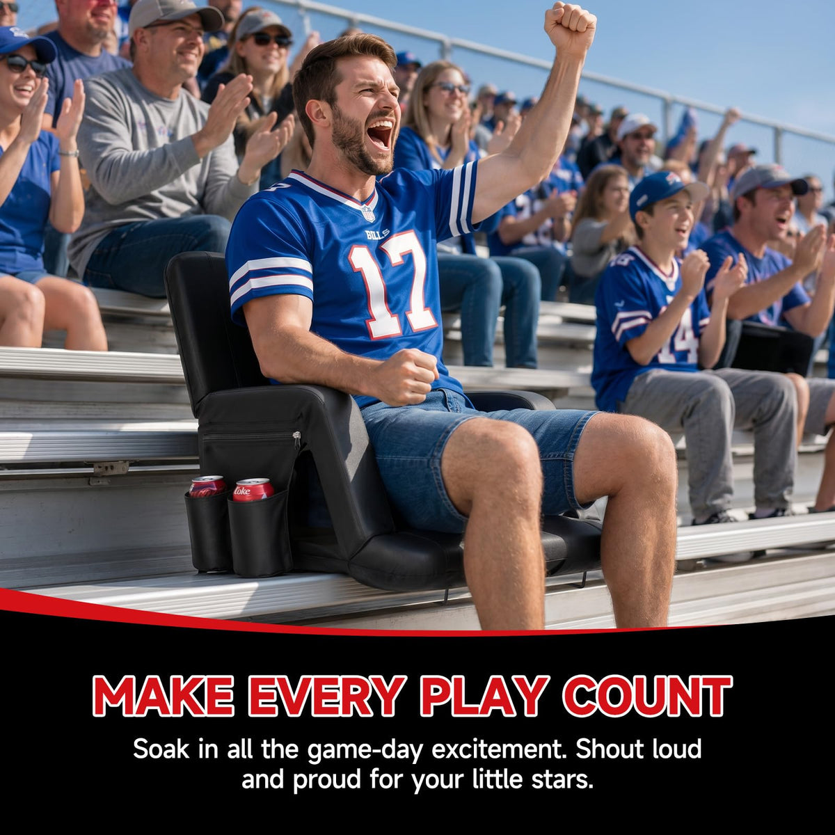 2 Pack Folding Stadium Seats with Back Support and Cushion G20100