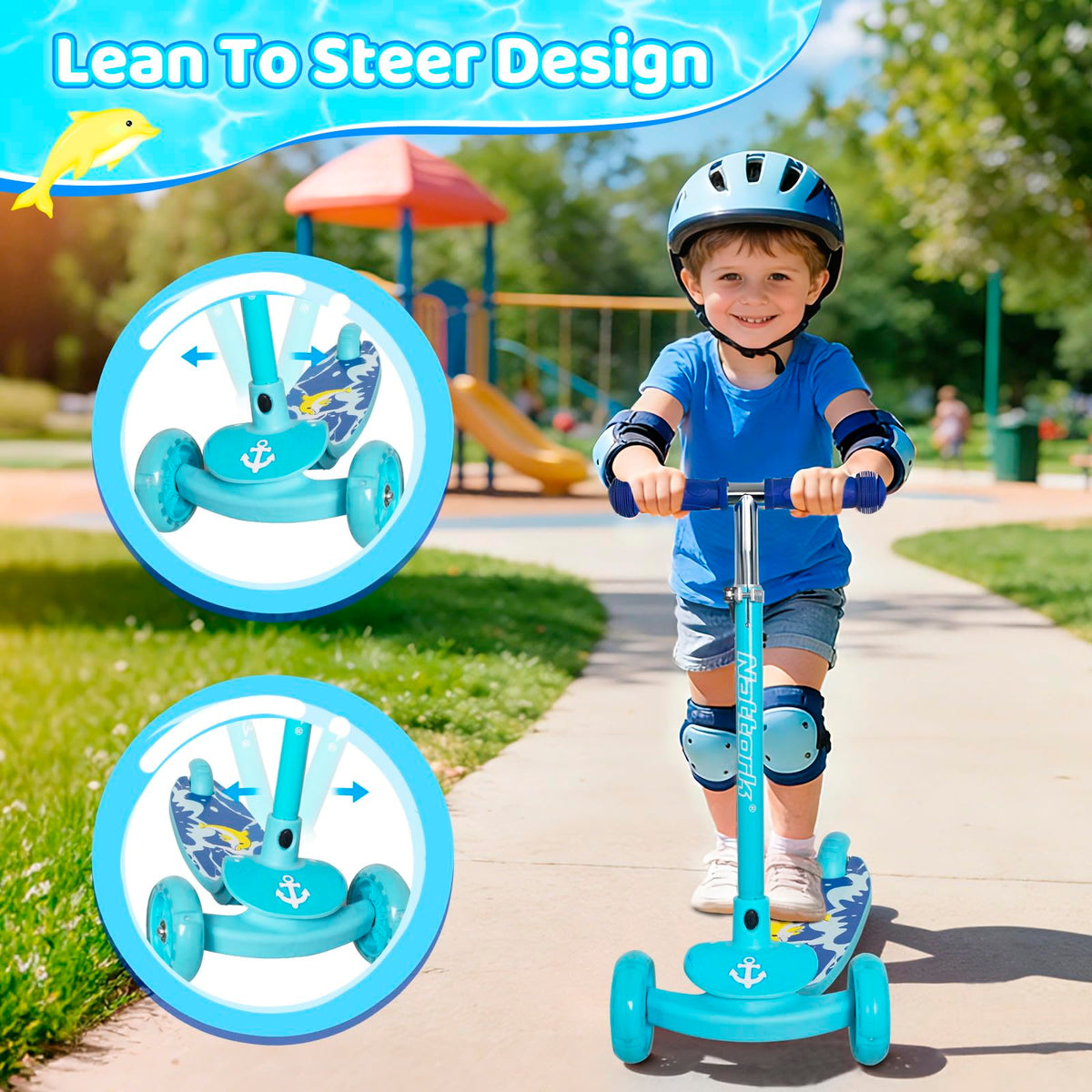 3-Wheel Toddler Kick Scooter with Light-Up Wheels Z38546