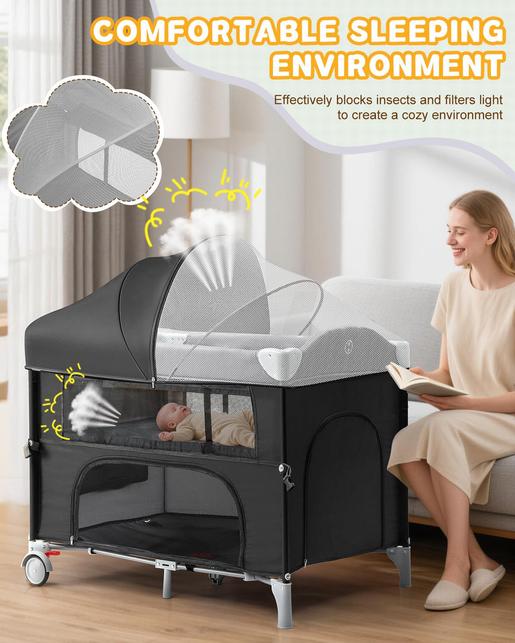 5 in 1 Bedside Bassinet U394