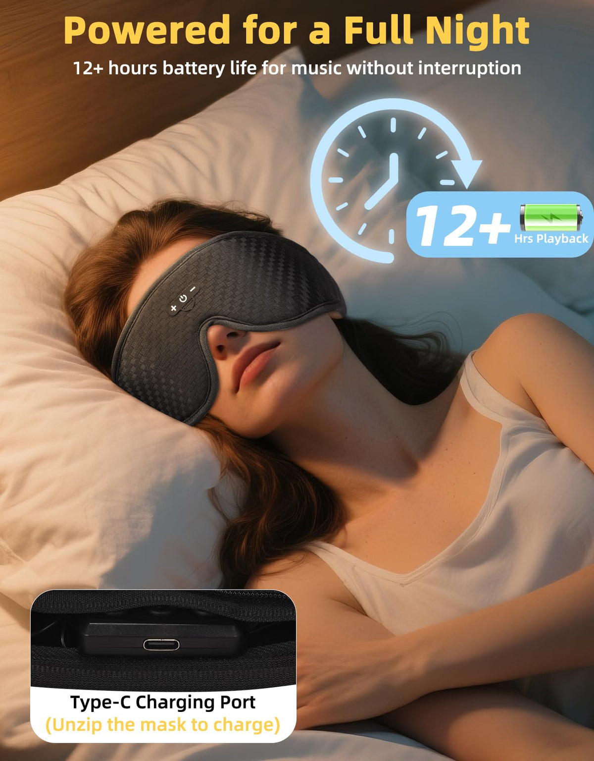 Adjustable Sleep Mask with Bluetooth Headphones X2783
