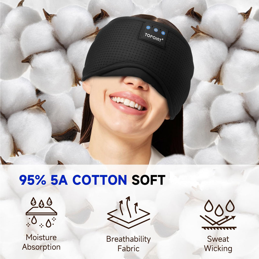 Cotton Sleep Mask Headphones Bluetooth Wireless with Microphone G41615