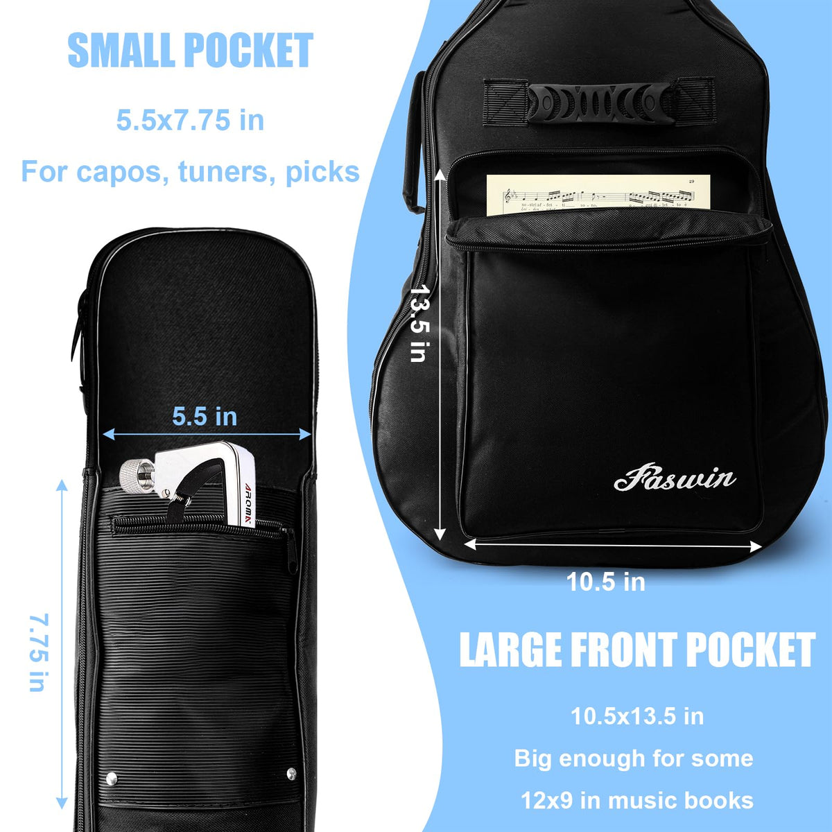 41 Inches Acoustic Guitar Bag Black D307