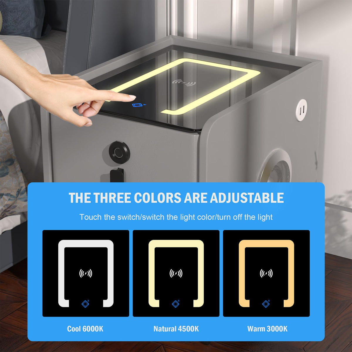 Wireless Charging Nightstand with 2 Drawers M1451