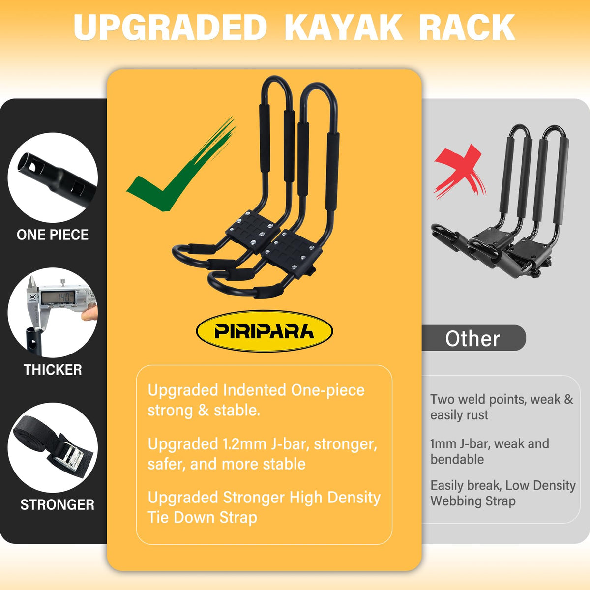 2 Pairs J-Bar Kayak Roof Rack Set of 4 L6636