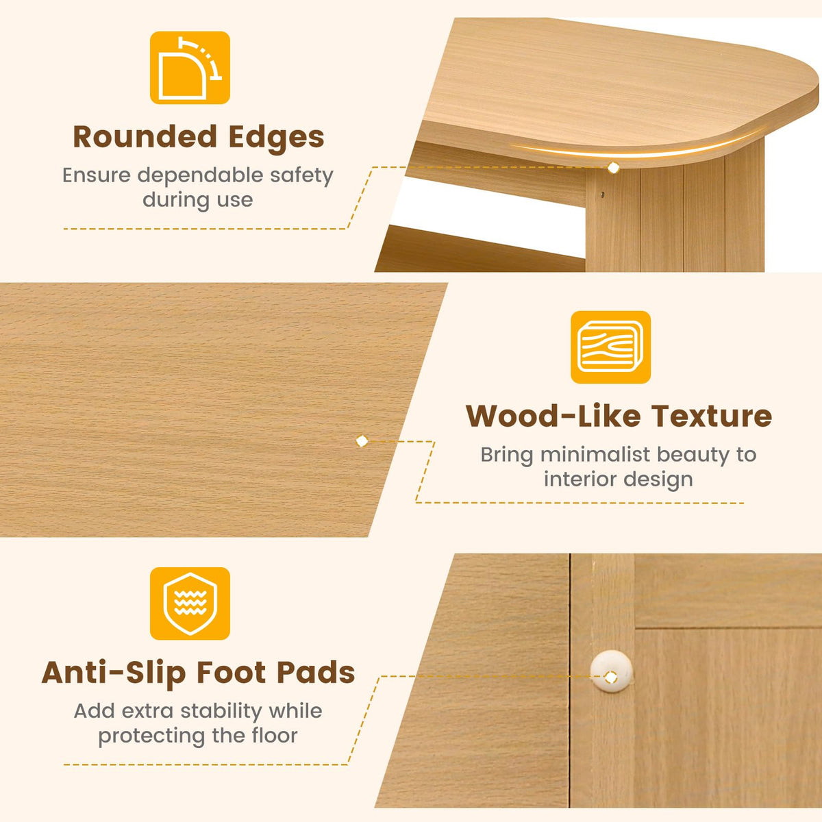 2-Tier Oval Coffee Table with Storage Shelf F89792