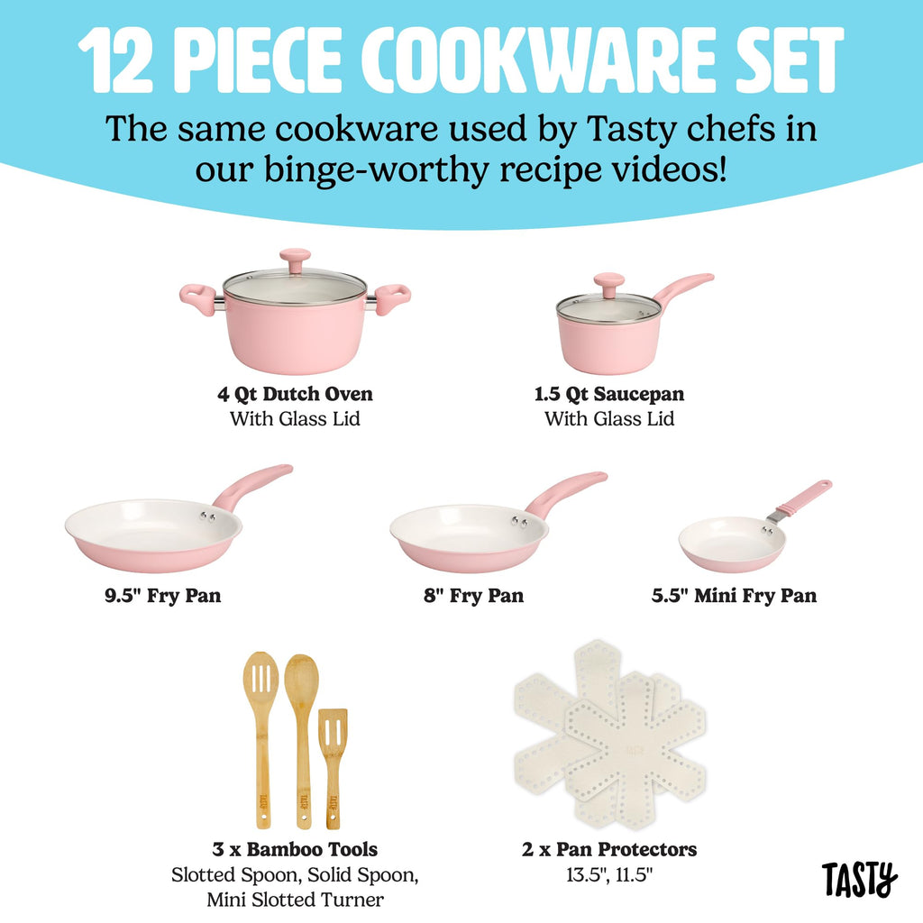 12 Piece Pink Nonstick Ceramic Cookware Set R964053