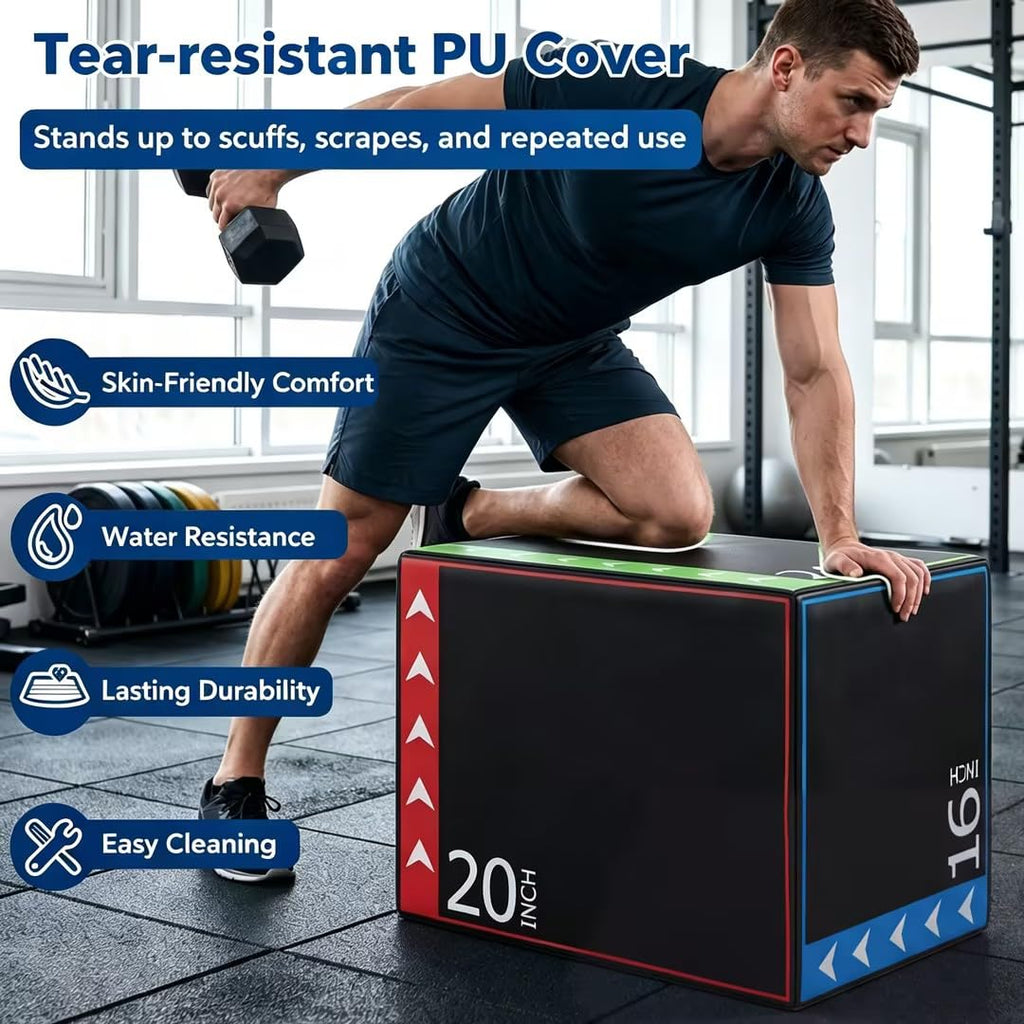 3 in 1 Plyometric Jump Box 16/20/24 Inch Soft Foam M696