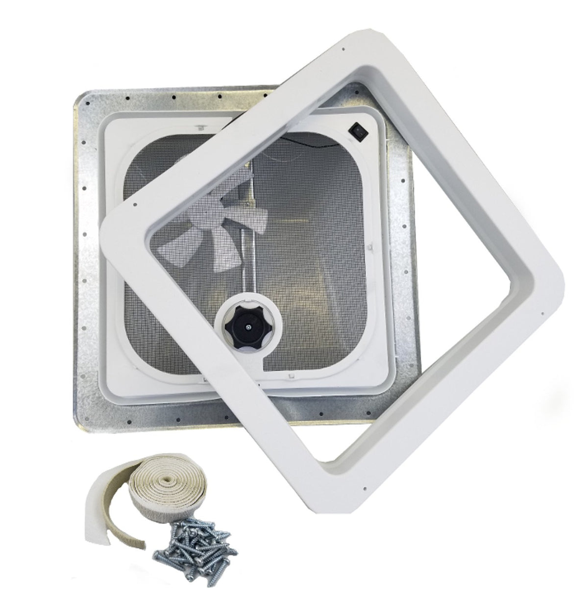 White RV Roof Vent with 12 Volt Fan I2747