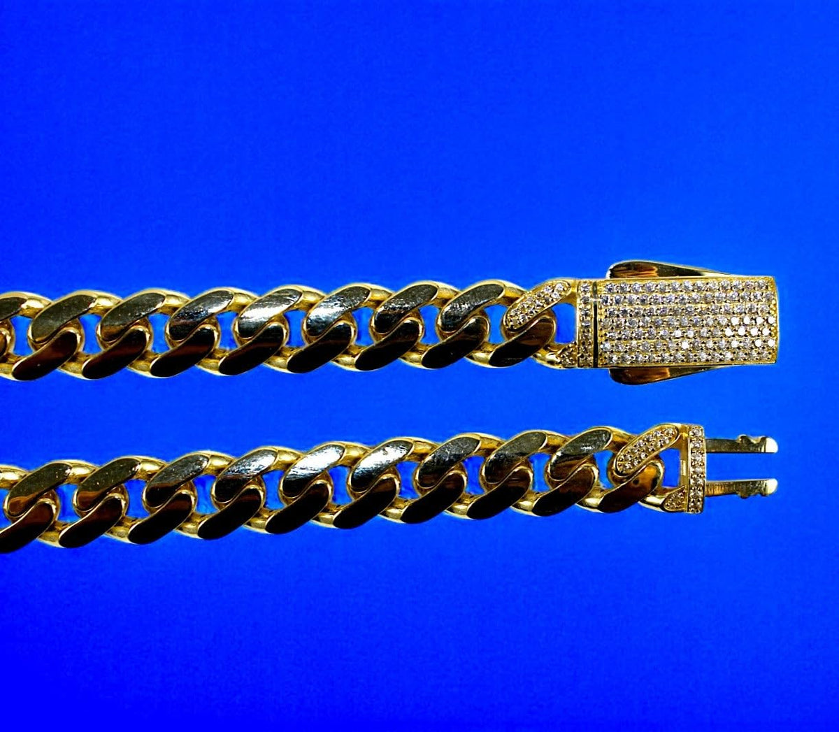 14K Yellow Gold Cuban Link Chain Necklace M348