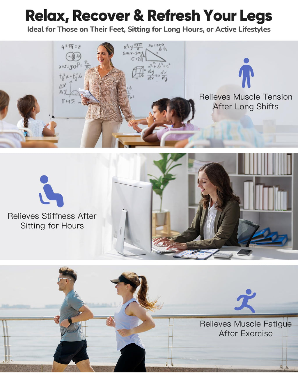 Air Compression Leg Massager with Heat, Foot and Calf Massager, 9 Intensity, 4 Modes, 3 Heating O5113