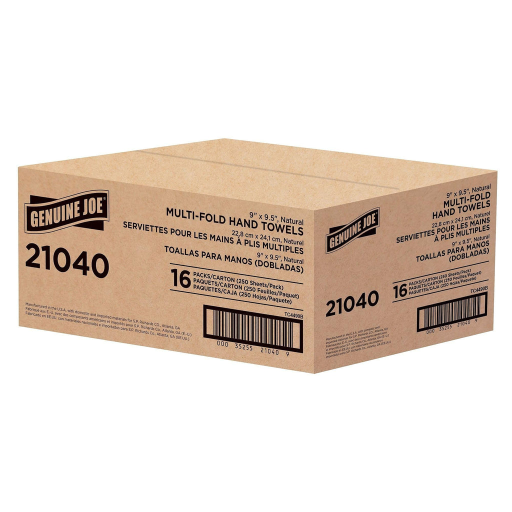 Multifold Paper Hand Towels 1-Ply Kraft 100% Recycled 250 Count 16 Pack W893415