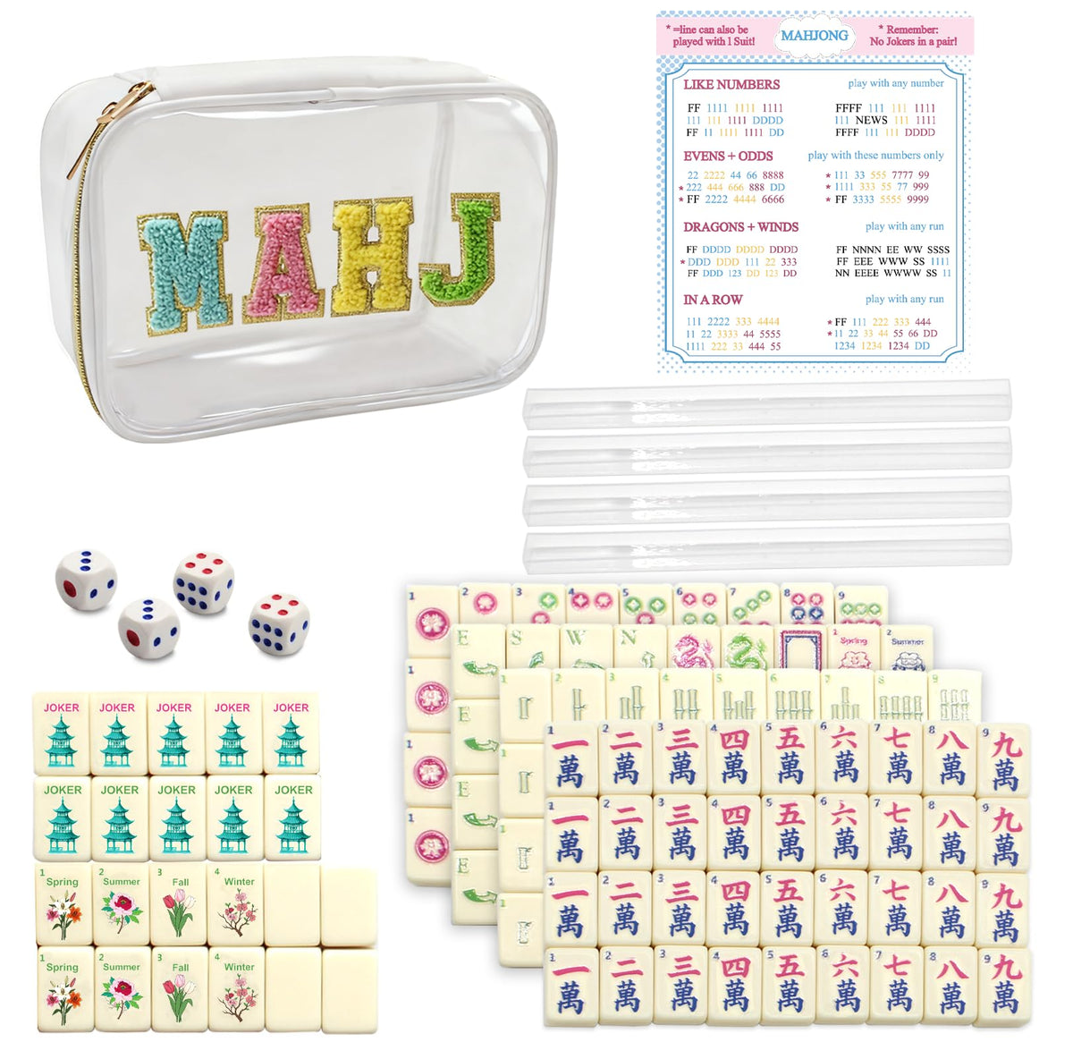 Mini Mahjong Set with 166 White Tiles W14879