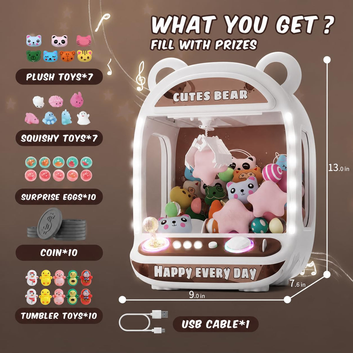 Claw Machine with Refill Toys & Prizes Y8912