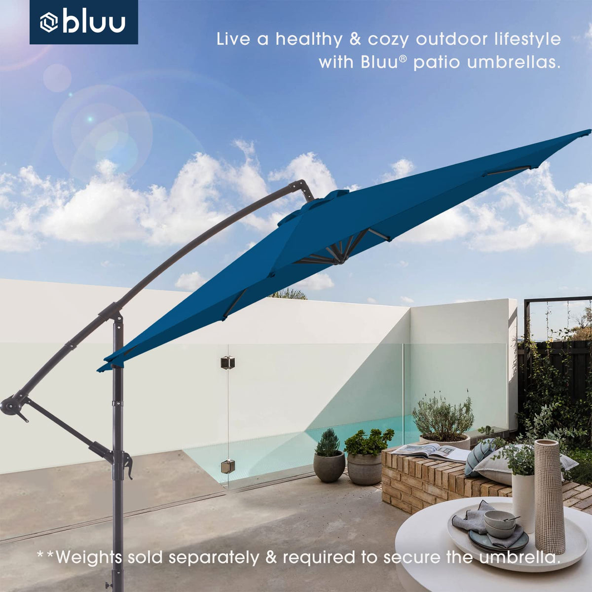 10 FT Patio Offset Umbrella with Infinite Tilt, Crank & Cross Base V506107