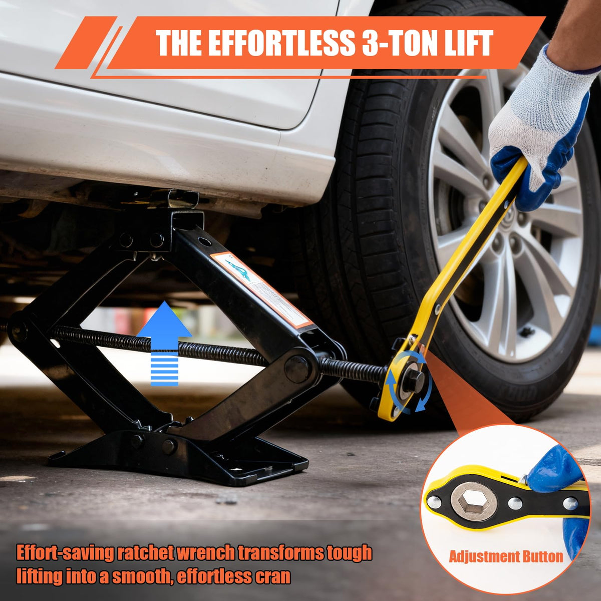 3 Ton Heavy Duty Scissor Jack with Lug Wrench Z58915