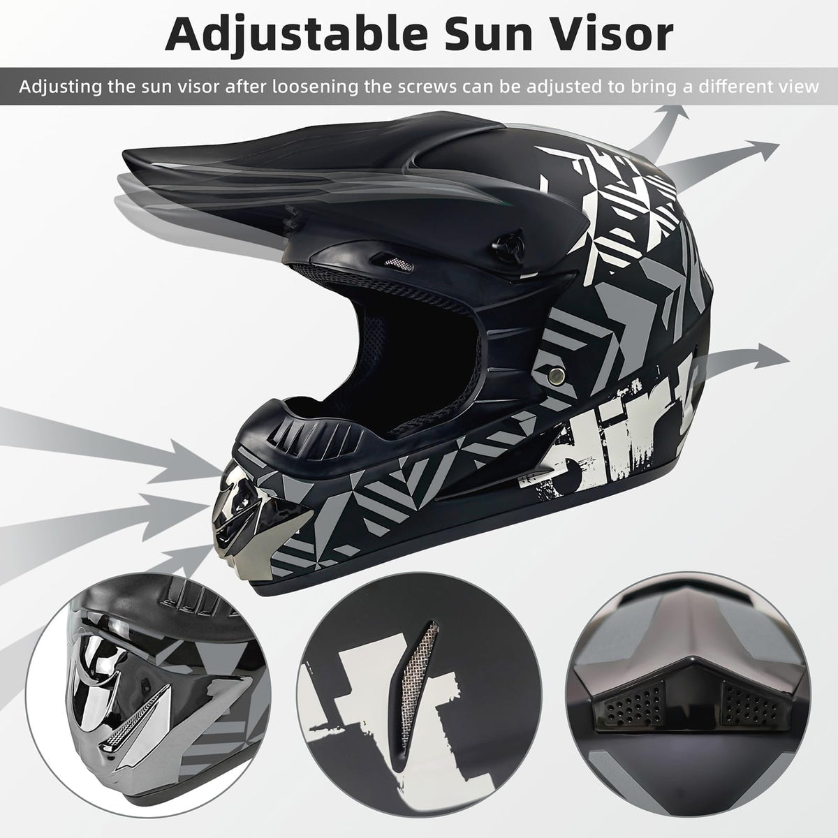 Certified Youth Kids Dirt Bike Motocross ATV Helmets 4Pcs Set Z1275