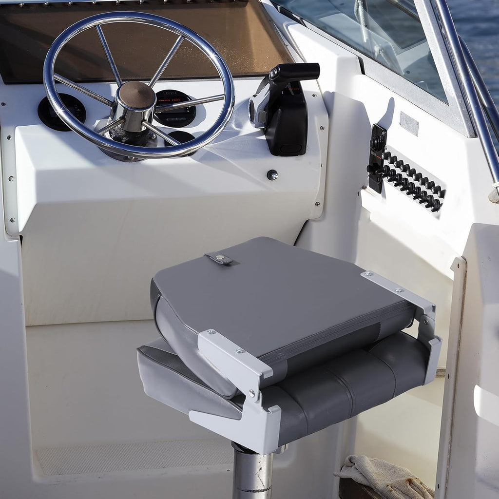 2 Pack Low Back Folding Boat Seats Black Gray C1124