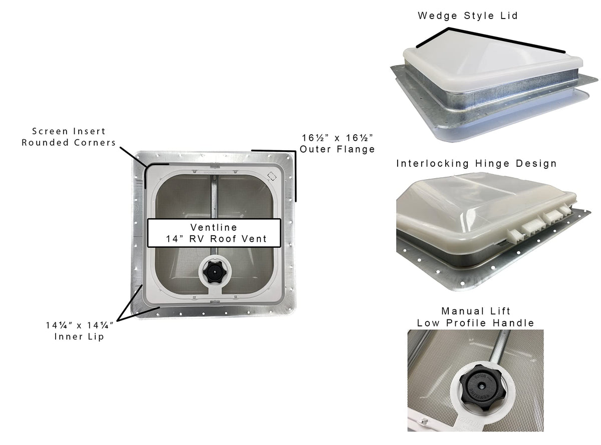 14" RV Roof Vent White Lid Non-Powered P659