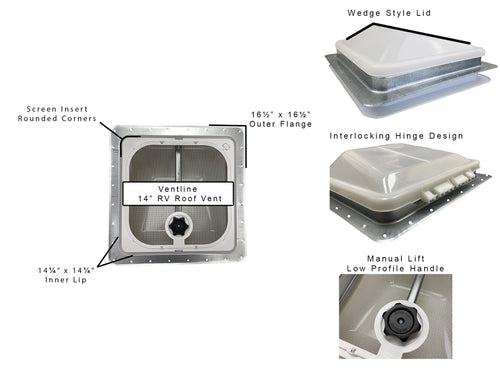 14" RV Roof Vent White Lid Non-Powered P659