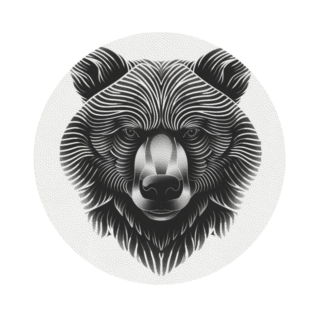 Black and White Bear Head Leather Coasters Set of 4 J928