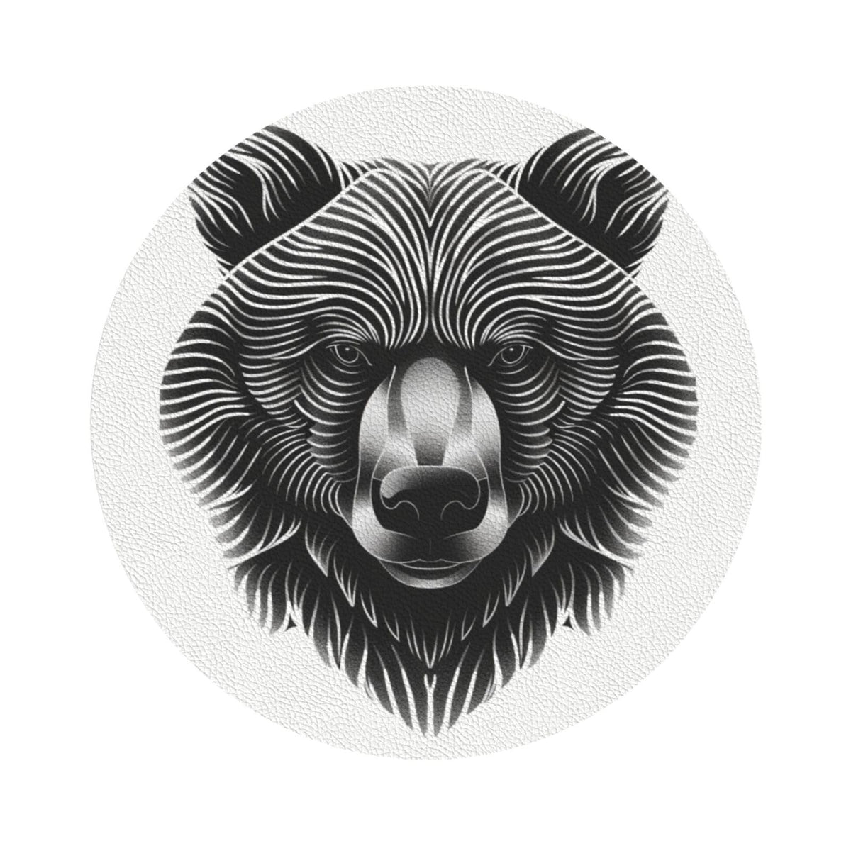 Black and White Bear Head Leather Coasters Set of 4 J928