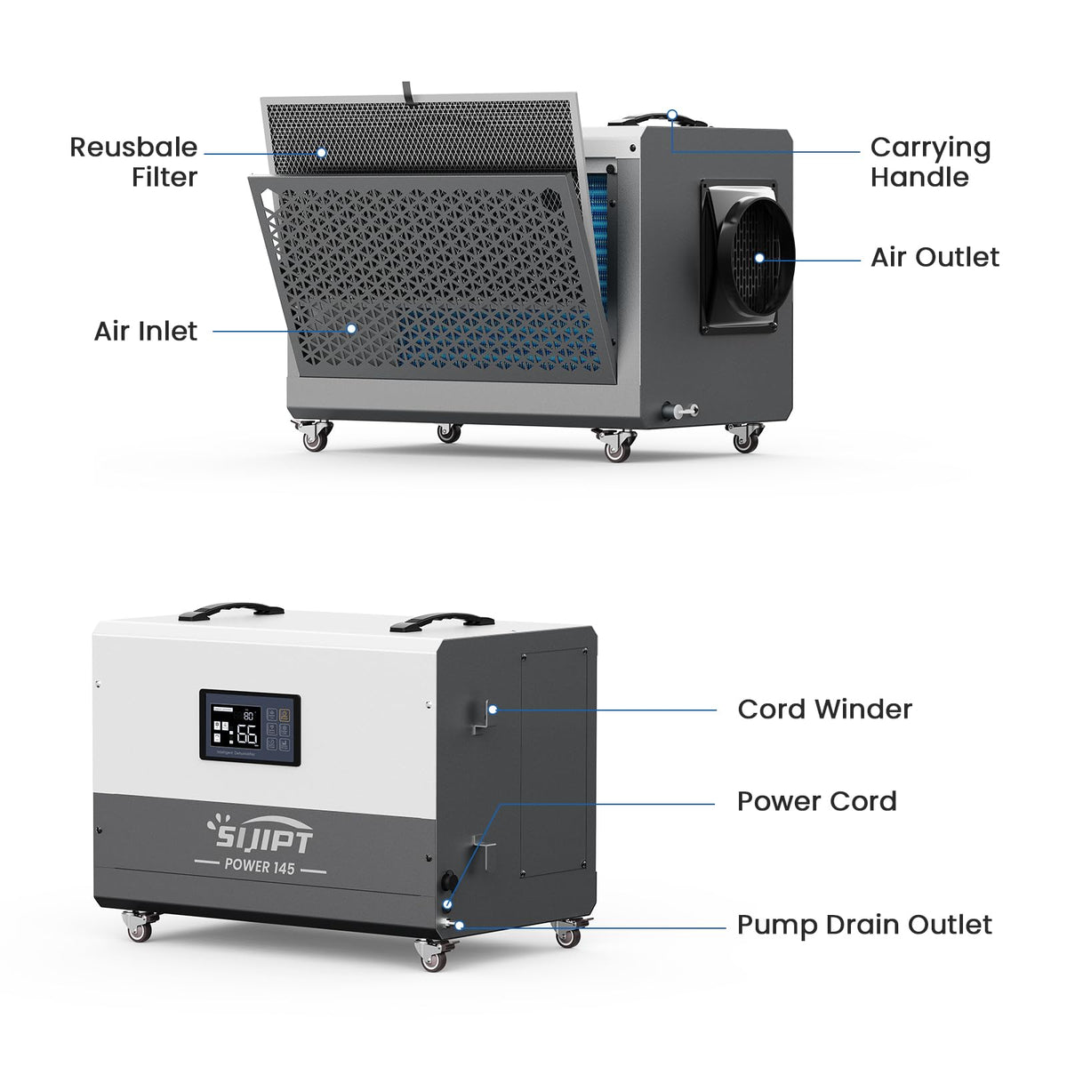 145 Pints Commercial Dehumidifier with Pump & Drain E169939