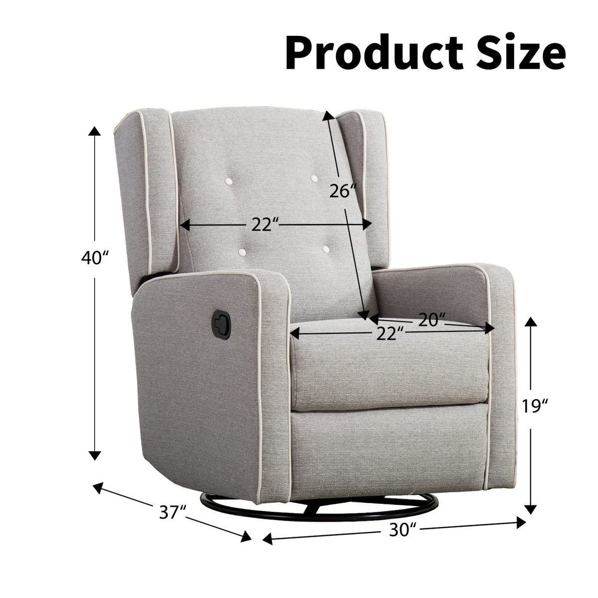 Grey Swivel Rocker Recliner Chair N5241