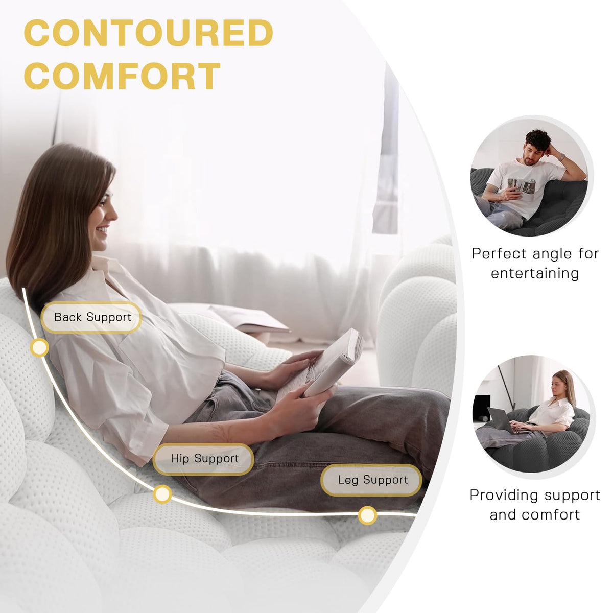 Light Gray Curved Upholstered Sofa Z9060
