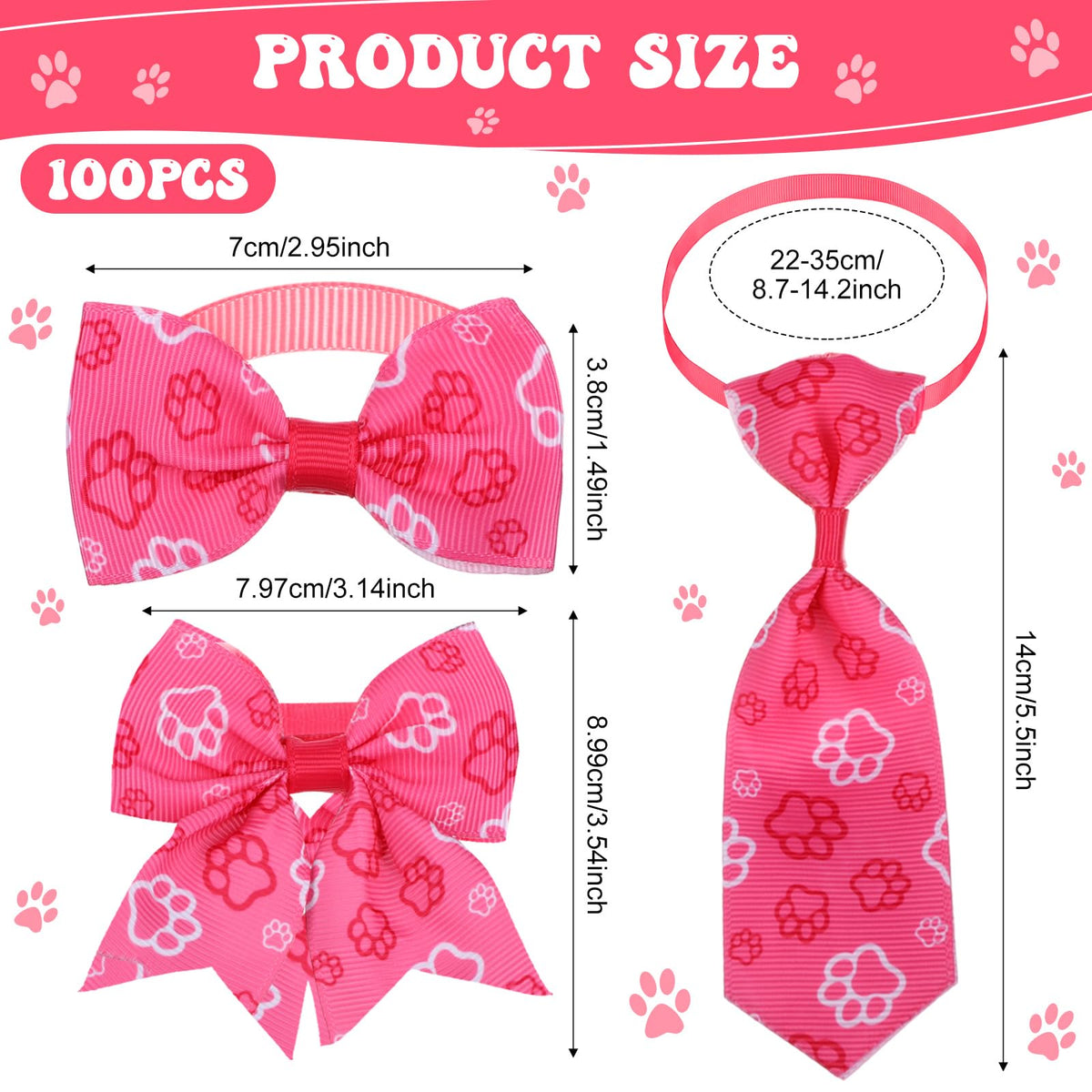 100 Pieces Dog Bow Tie Collar Set K94385