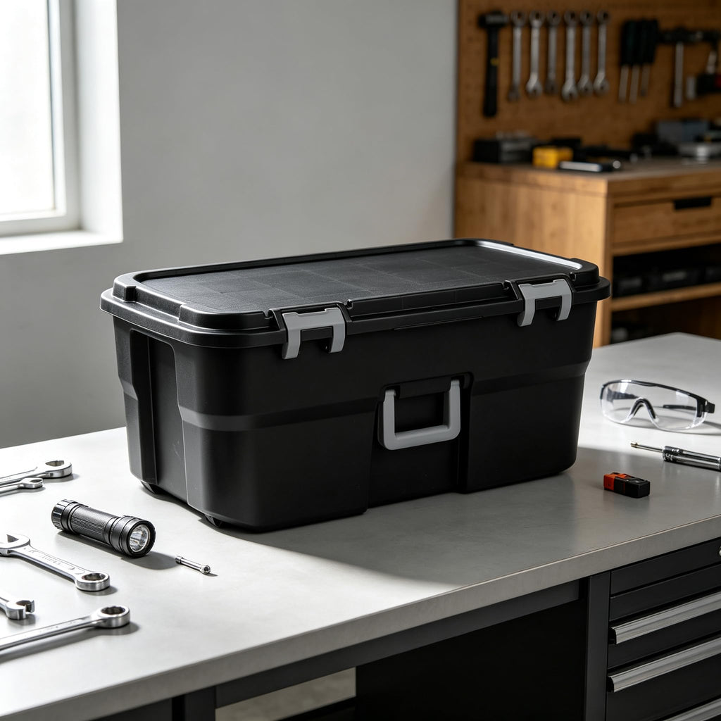 Storage Chest 22 Gal Heavy Duty Lockable Trunk with Wheels F646349