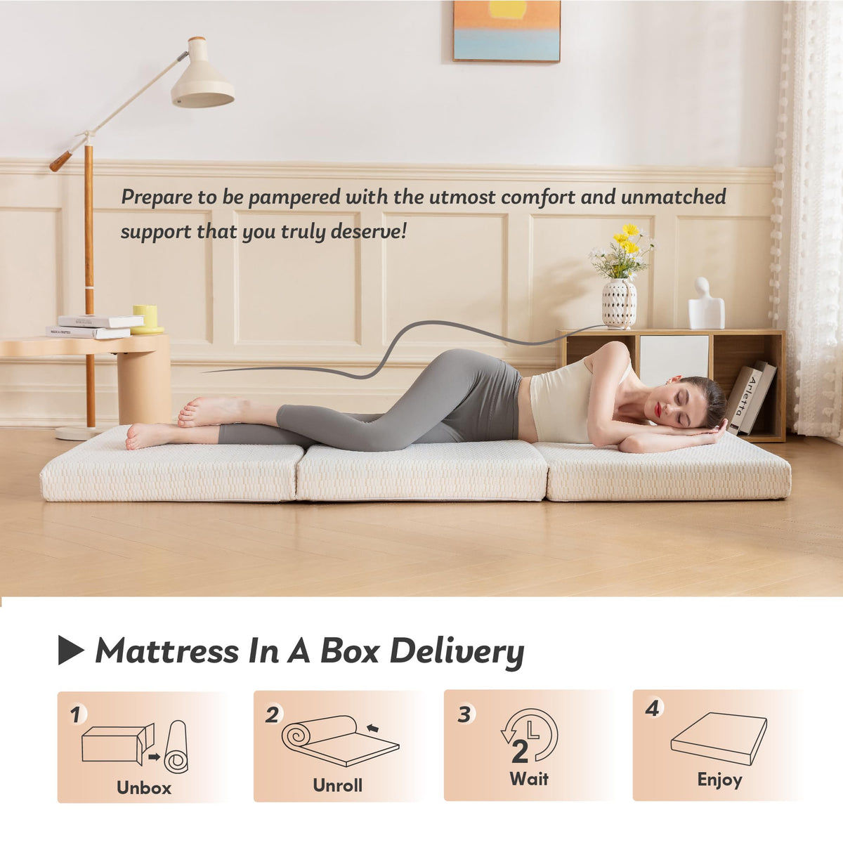 3 Inch Twin Tri Fold Memory Foam Mattress Topper L910019