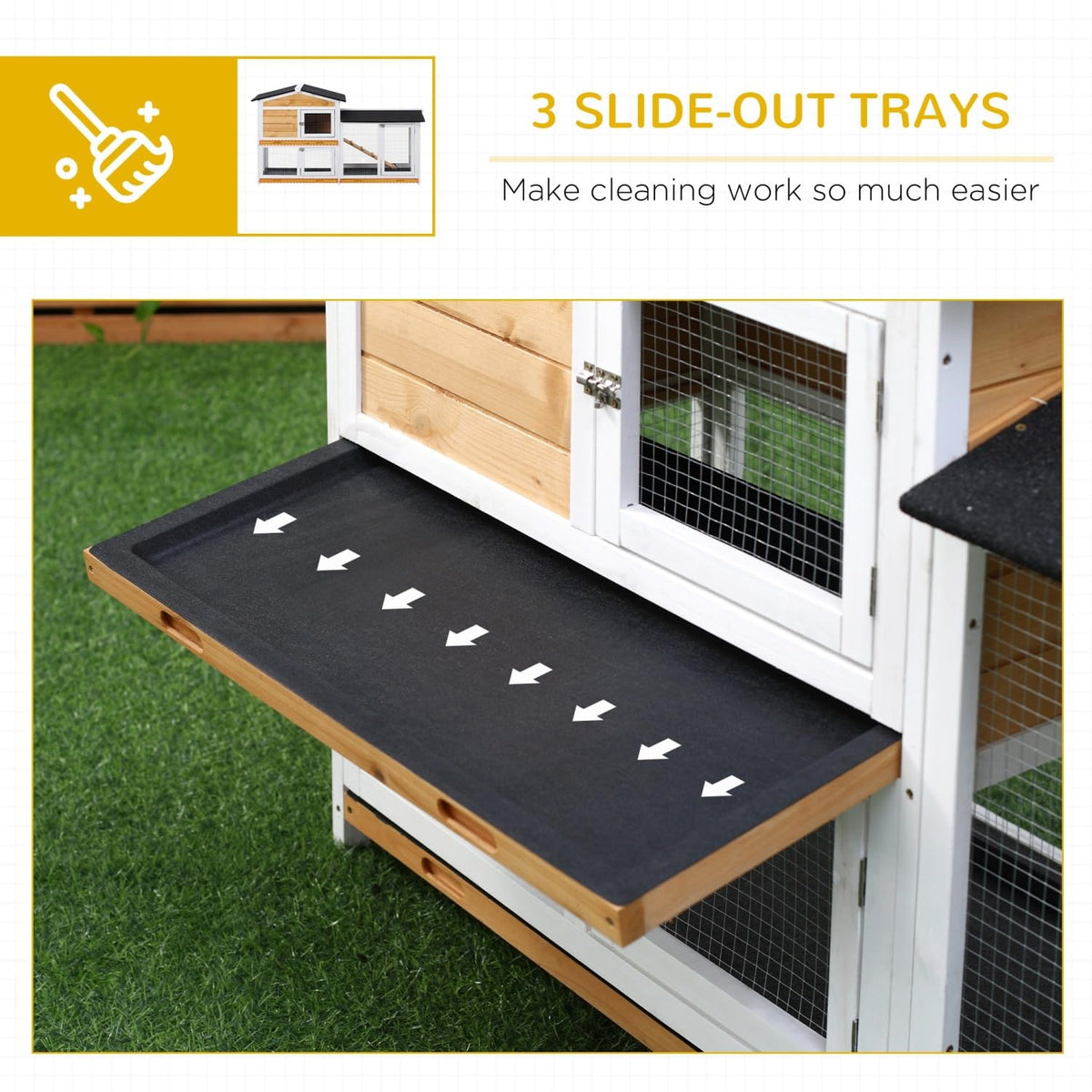 2-Story Wooden Rabbit Hutch with Ramp T7799