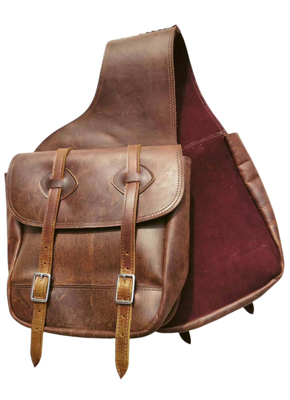 Leather Saddle Bag with Adjustable Strap 11X11X3.5 Inch Z221