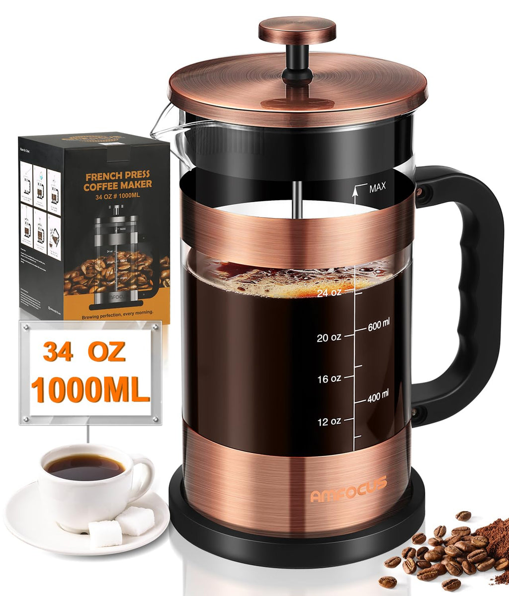 34 Ounce Stainless Steel French Press Coffee Maker B303