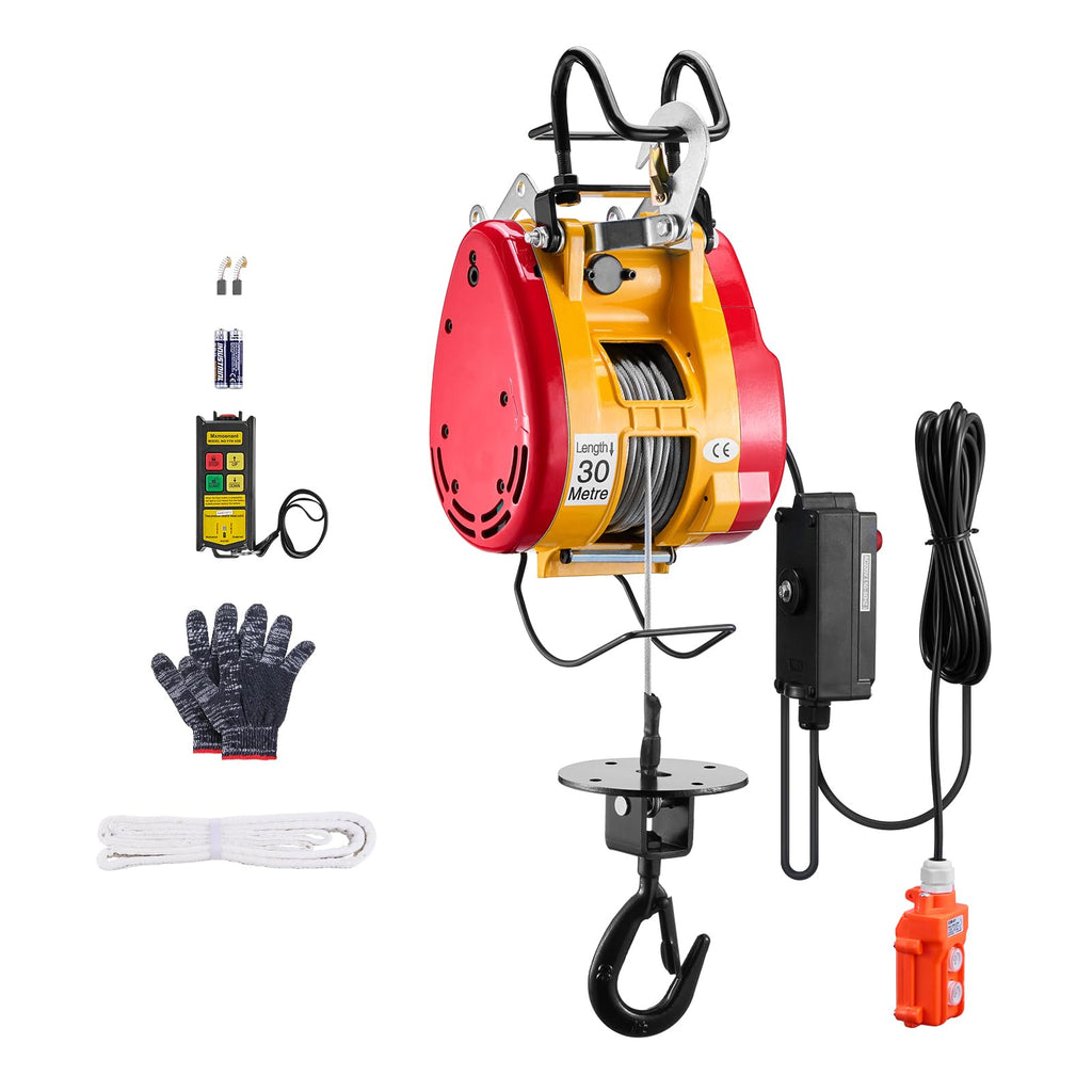 1100 lbs 1800W Portable Electric Hoist Winch with Wireless Remote Control O492056