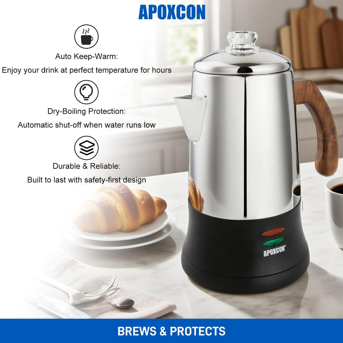 6 Cup Stainless Steel Electric Coffee Percolator S5104
