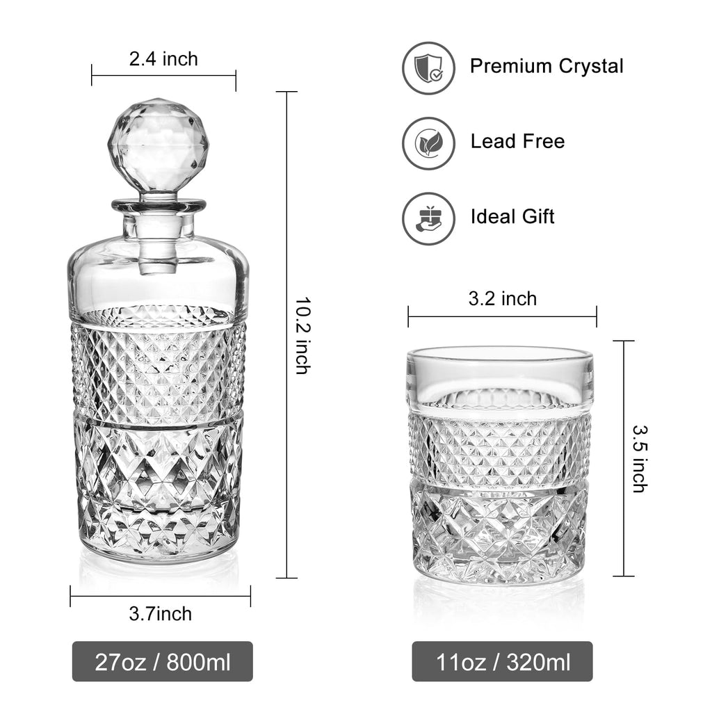 27oz Crystal Whiskey Decanter Set with 4 Glasses R41177