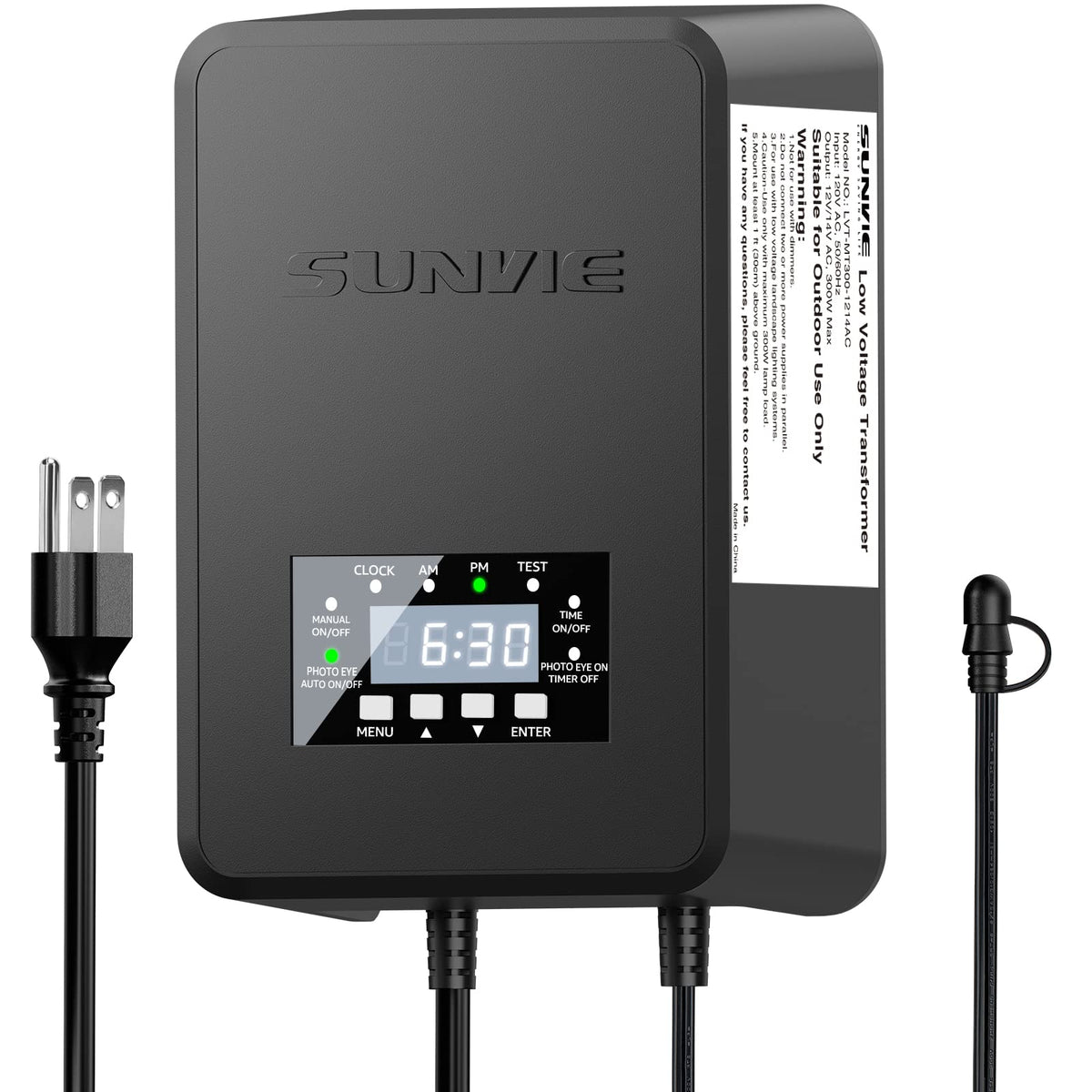 200W Low Voltage Landscape Transformer with Timer & Photocell Sensor P651814