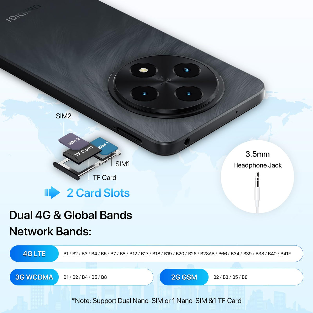 Android 14 6.9" HD+ 120Hz Octa-core 16GB +256GB 6000mAh 50MP Triple Camera Dual 4G LTE NFC Black Smartphone C19083