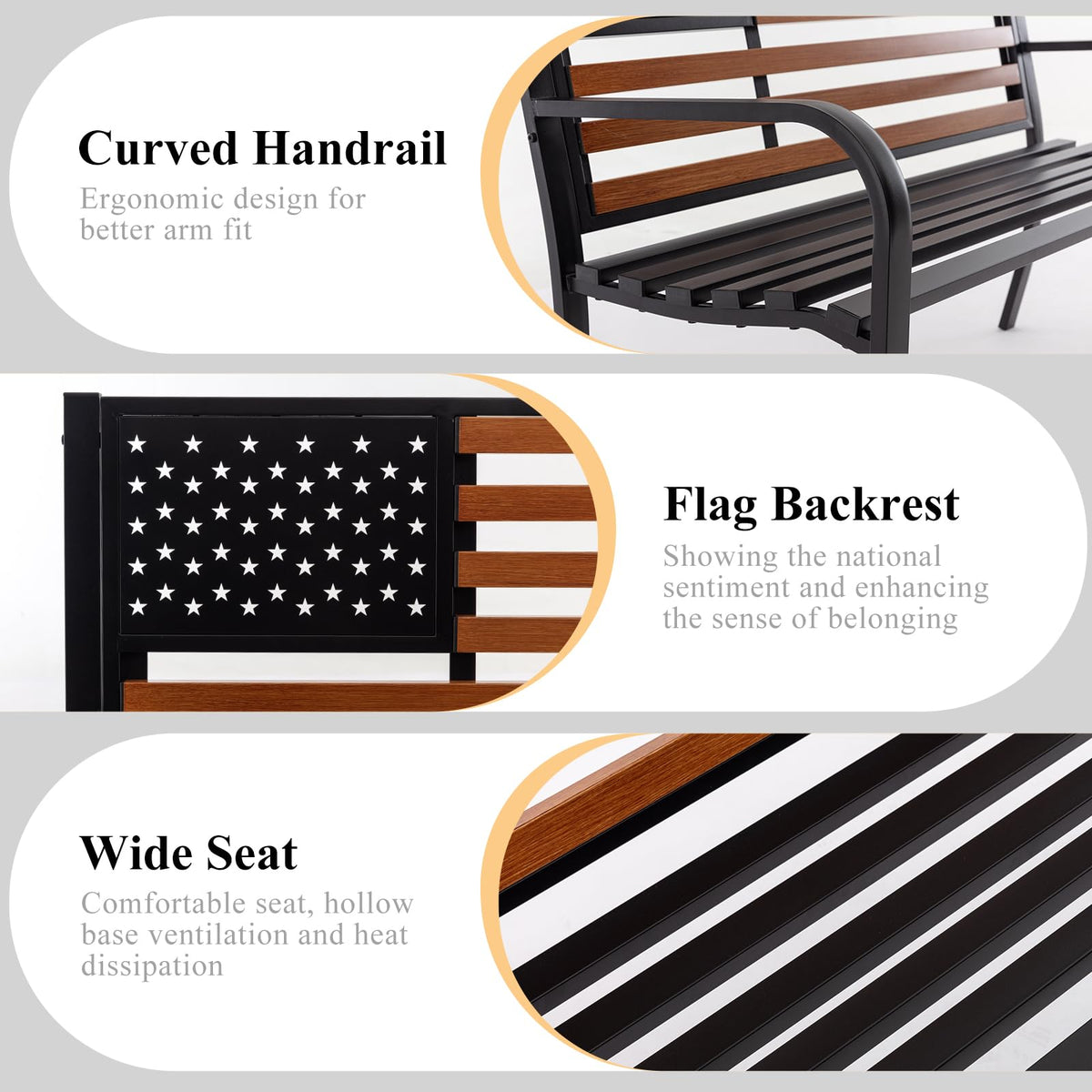 50" Outdoor Garden Bench with Weatherproof Seat A16196