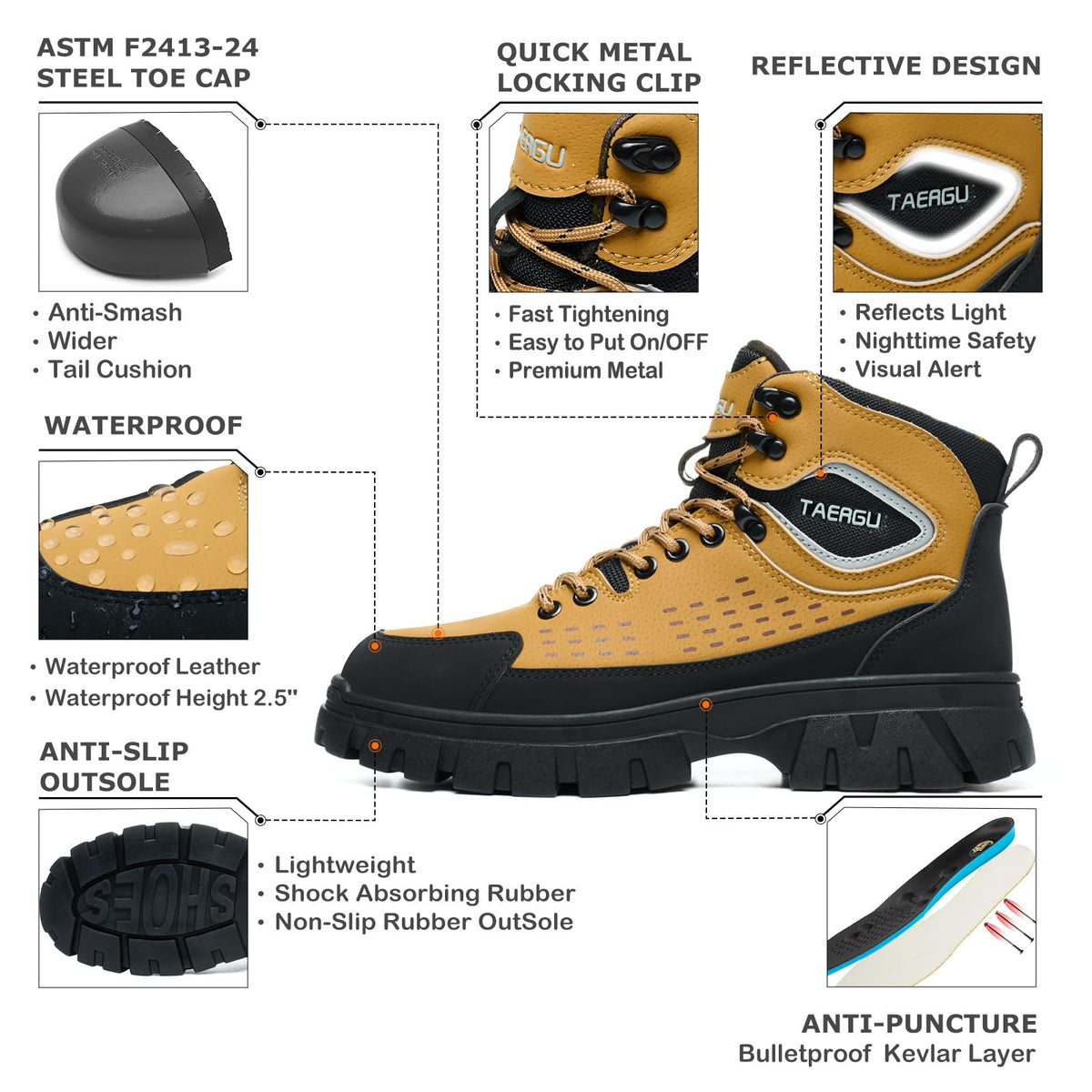 Steel Toe Work Boots 6" Waterproof P386600