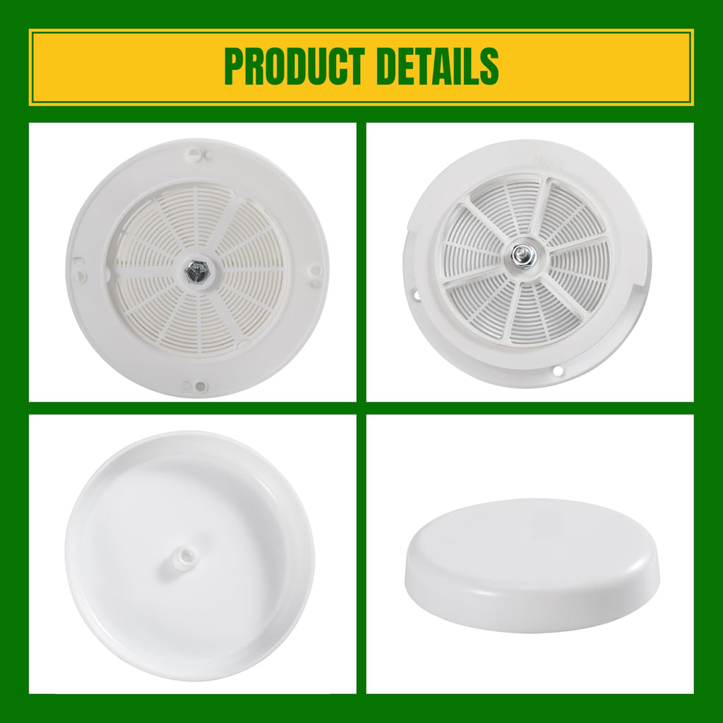 White RV Roof Mushroom Vent with Water Cover Guard Cap V782