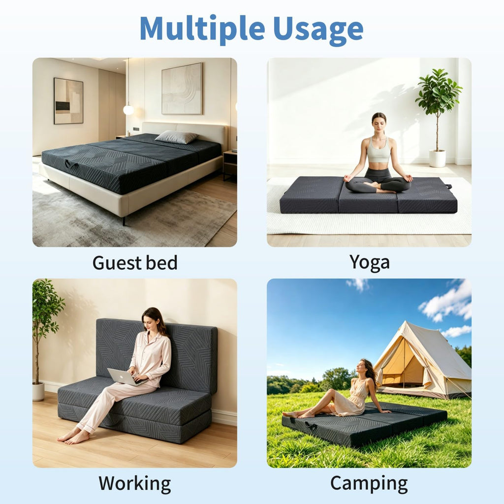 6 Inch Foldable Memory Foam Mattress Queen Size N3238