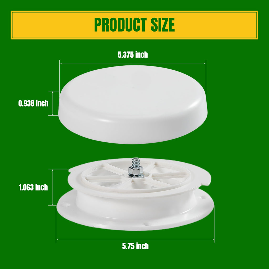 White RV Roof Mushroom Vent with Water Cover Guard Cap V782