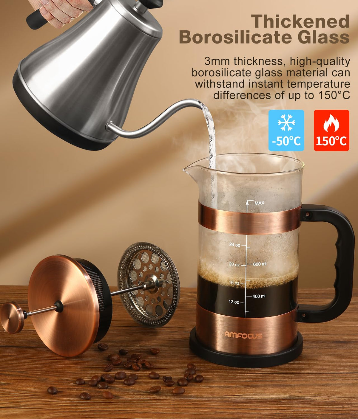 34 Ounce Stainless Steel French Press Coffee Maker B303