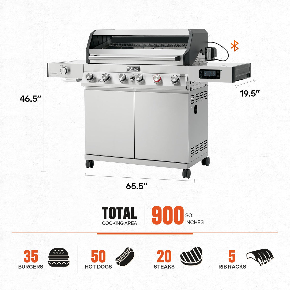 6+1 Burner Propane Gas Grill with Cover and Rotisserie Kit O981464