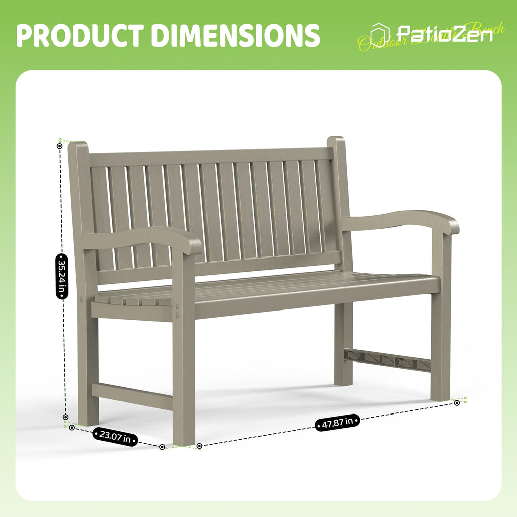 Grey 2-Person Resin Outdoor Bench H221018