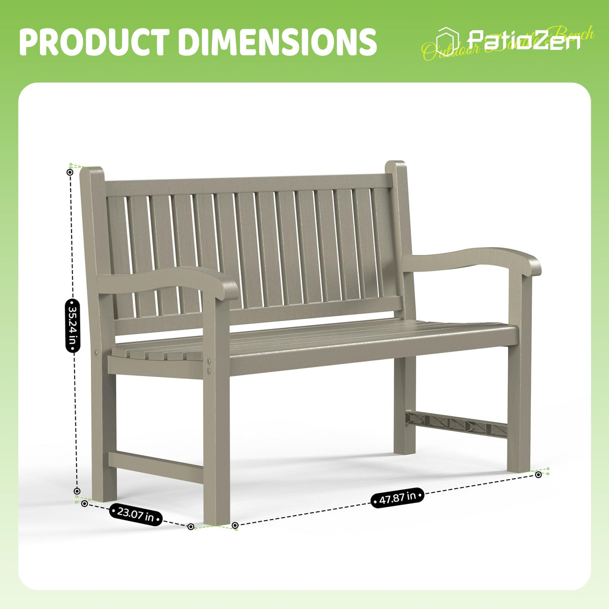 Grey 2-Person Resin Outdoor Bench H221018