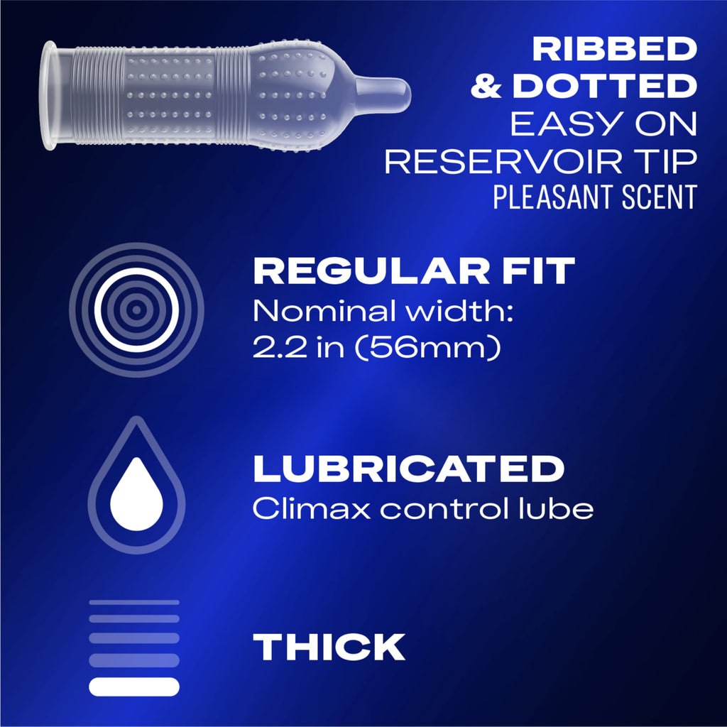 Ribbed Dotted Lubricated Latex Condoms, 3 Count L6498