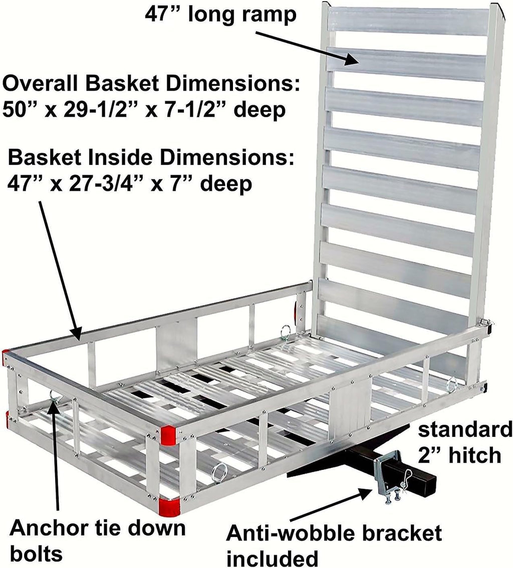 Aluminum Hitch Mount Wheelchair Carrier with 47" Ramp B7880